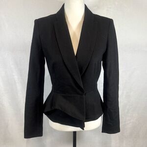 Venus black layered peplum wool power blazer size 4